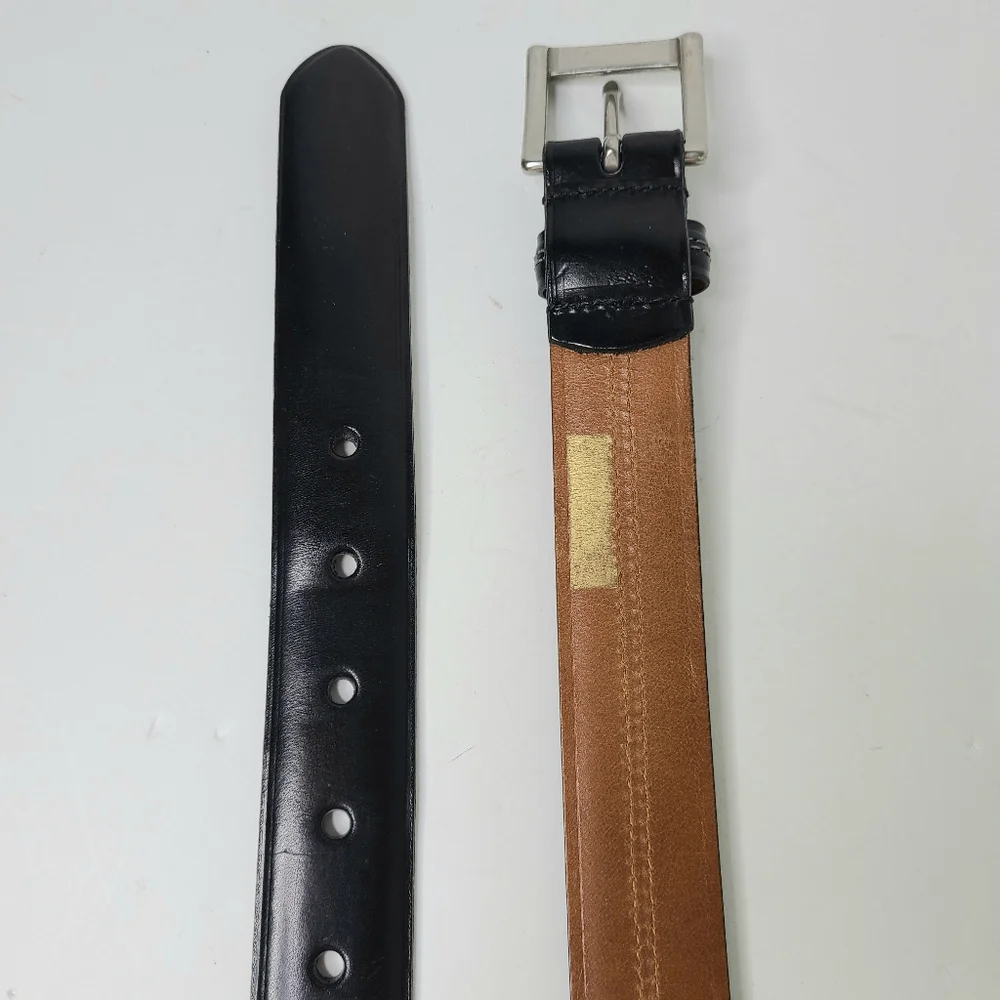 Coach Black Stitch Detail Made in Italy Genuine Leather Belt
